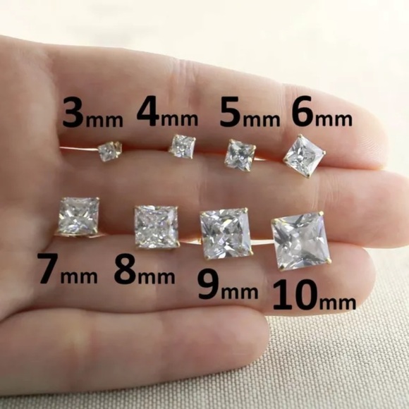 Hypoallergenic Stainless Cubic Zirconia Earrings 8mm NEW - Picture 6 of 10